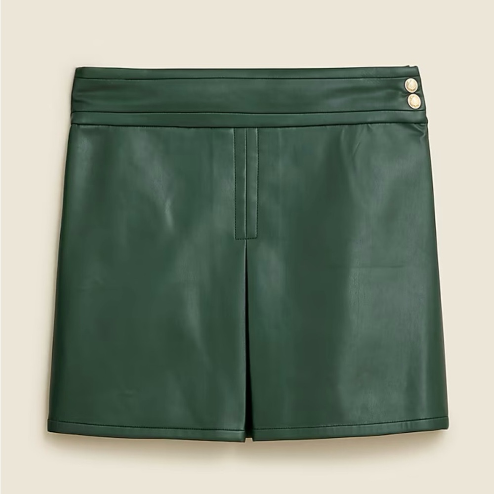 NWT JCrew Green Faux Leather Mini Skirt